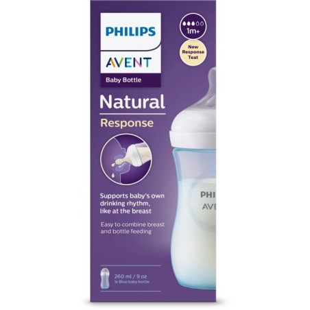 Biberon - AVENT - Natural Response 3.0 - 260 ml - bleu - tétine imitant le sein