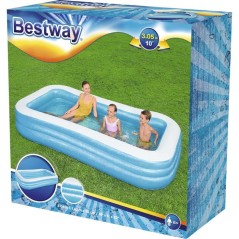 Piscine gonflable de luxe - BESTWAY - Enfant et famille - Bleu - 3 boudins - 305x183x56 cm