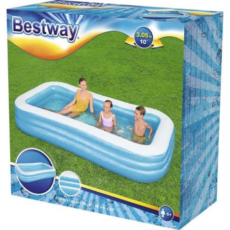 Piscine gonflable de luxe - BESTWAY - Enfant et famille - Bleu - 3 boudins - 305x183x56 cm