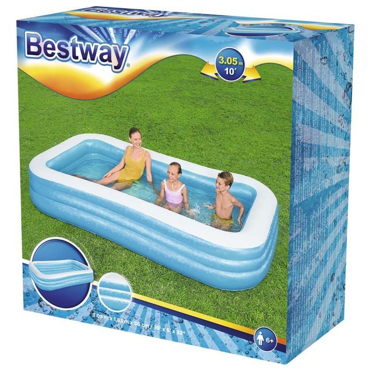 Piscine gonflable de luxe - BESTWAY - Enfant et famille - Bleu - 3 boudins - 305x183x56 cm