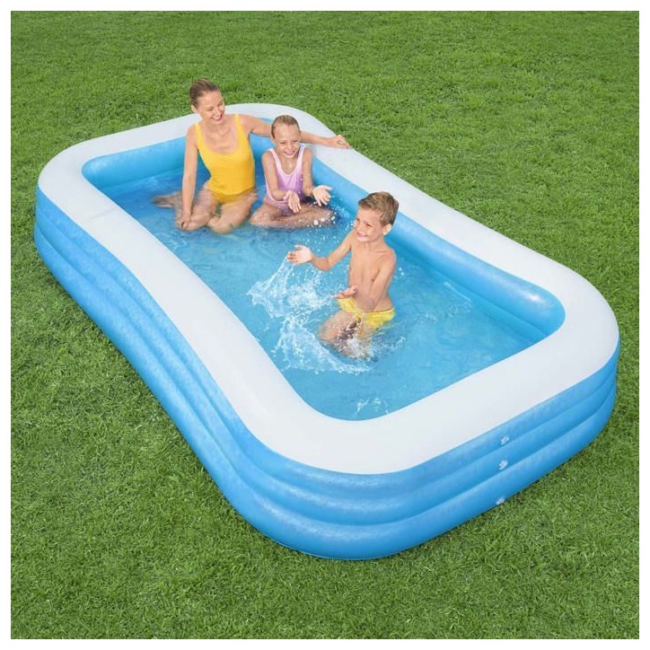 Piscine gonflable de luxe - BESTWAY - Enfant et famille - Bleu - 3 boudins - 305x183x56 cm