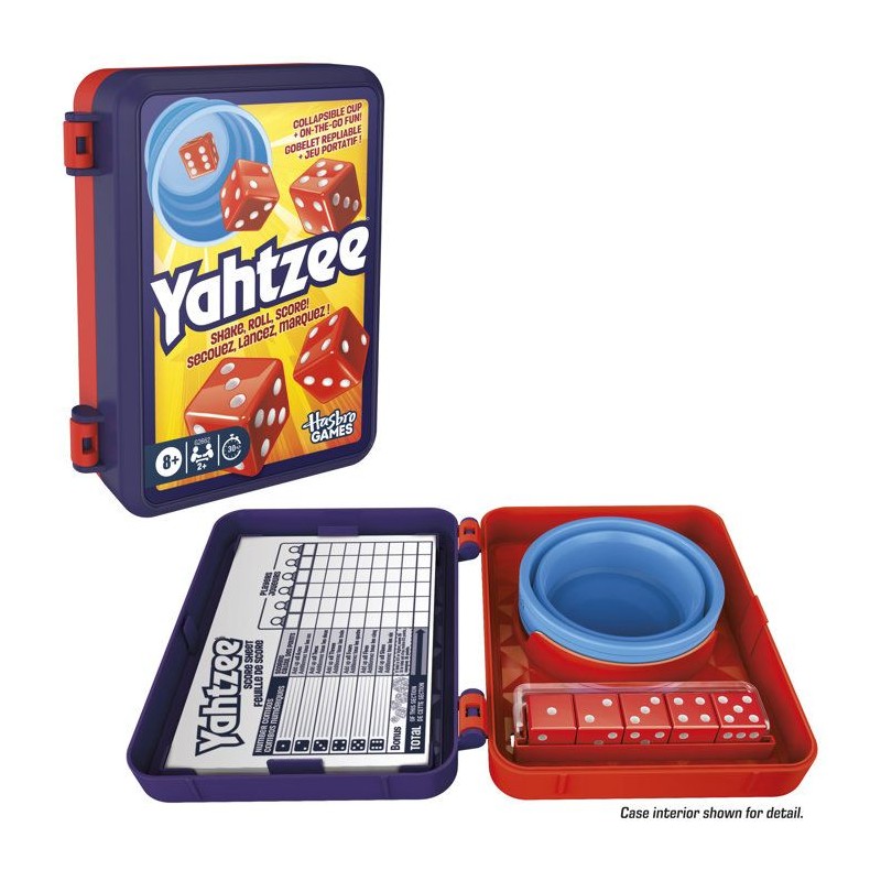 Yahtzee refresh, jeu de dés | gobelet repliable et boîtier de rangem