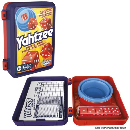 Yahtzee refresh, jeu de dés | gobelet repliable et boîtier de rangem