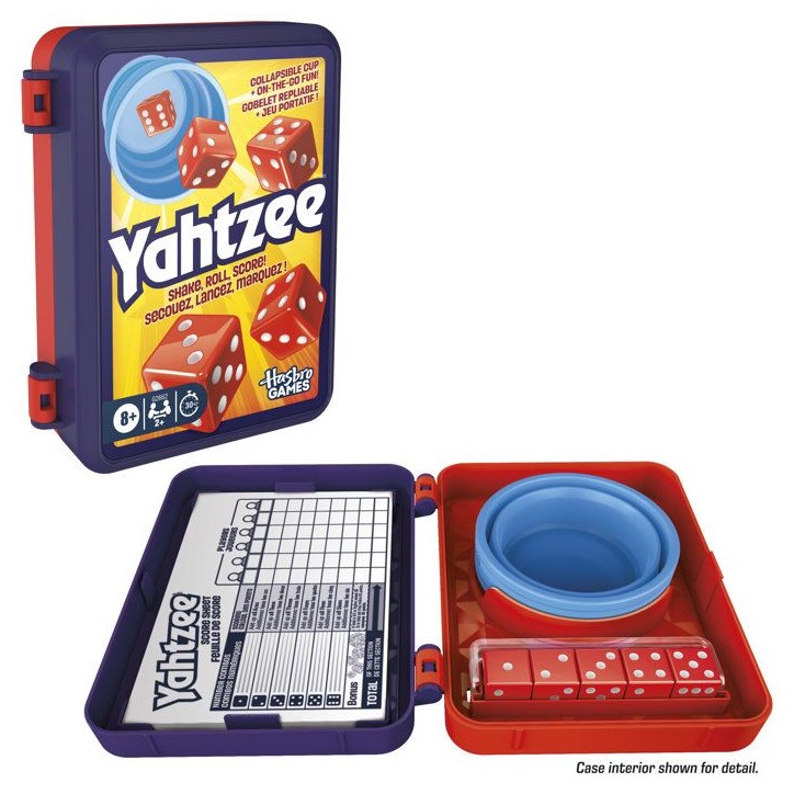 Yahtzee refresh, jeu de dés | gobelet repliable et boîtier de rangement | jeu familial pour enfants, ados et adultes | des 8 a