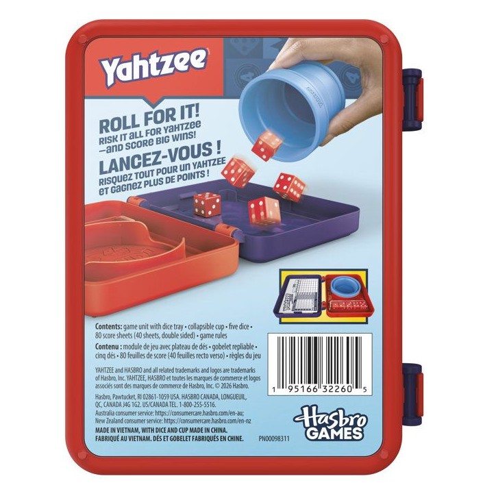 Yahtzee refresh, jeu de dés | gobelet repliable et boîtier de rangement | jeu familial pour enfants, ados et adultes | des 8 a