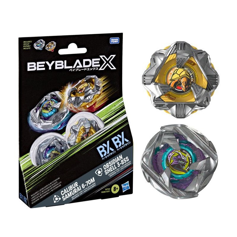 Beyblade X Dual Pack Calibur Samurai 6-70M BX et Obsidian Shell 3-85S