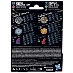 Beyblade X Dual Pack Calibur Samurai 6-70M BX et Obsidian Shell 3-85S