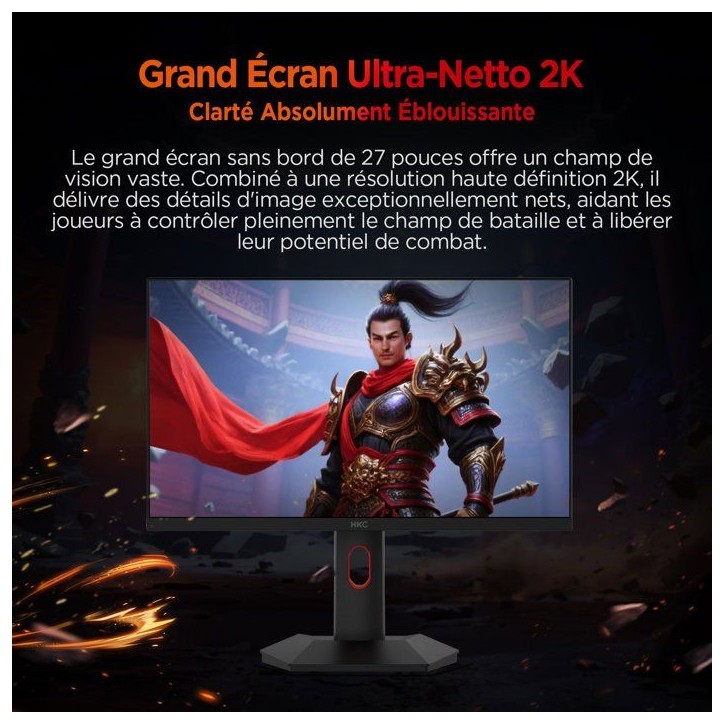 Ecran PC Gamer - HKC - 27 - QHD - 320Hz - Dalle Fast IPS - 1ms - G27H4P