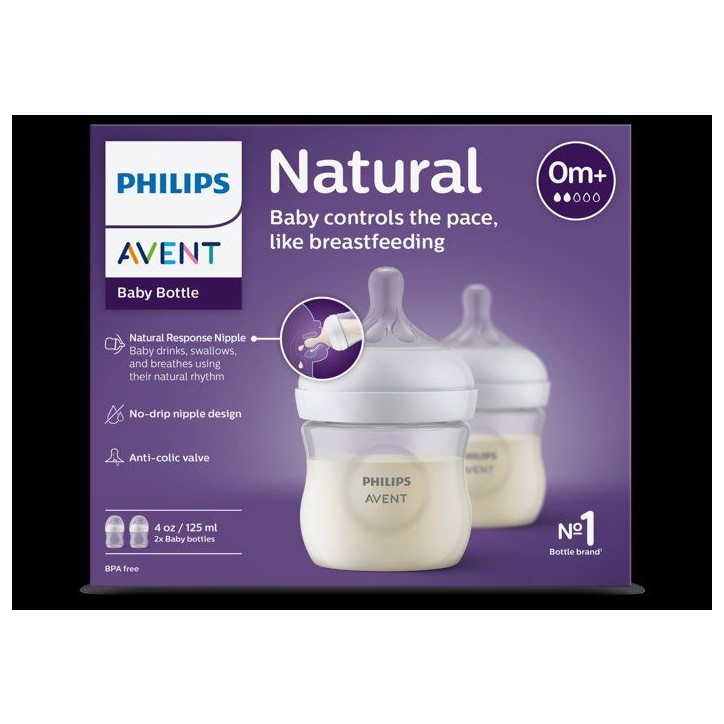 Lot de 2 Biberons Natural 3.0 PHILIPS AVENT SCY900/02 - 125 ml