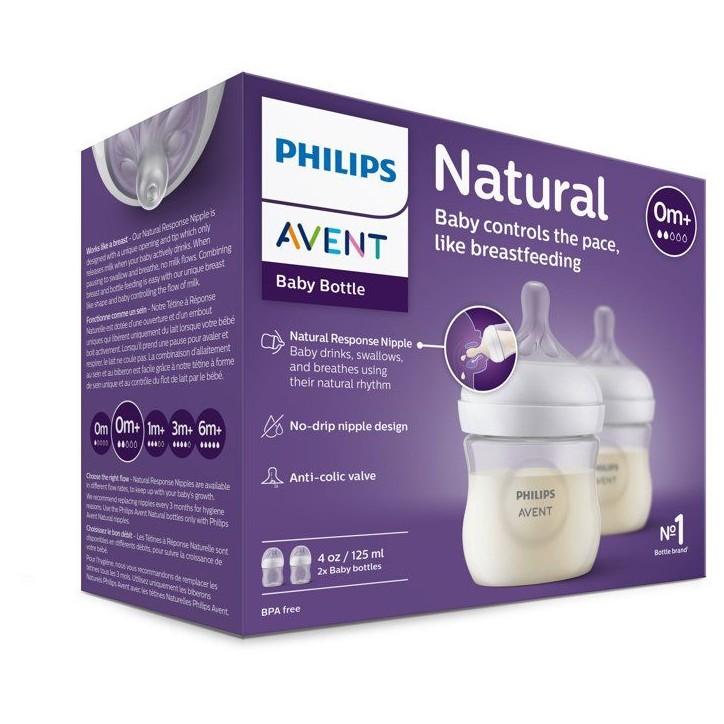 Lot de 2 Biberons Natural 3.0 PHILIPS AVENT SCY900/02 - 125 ml