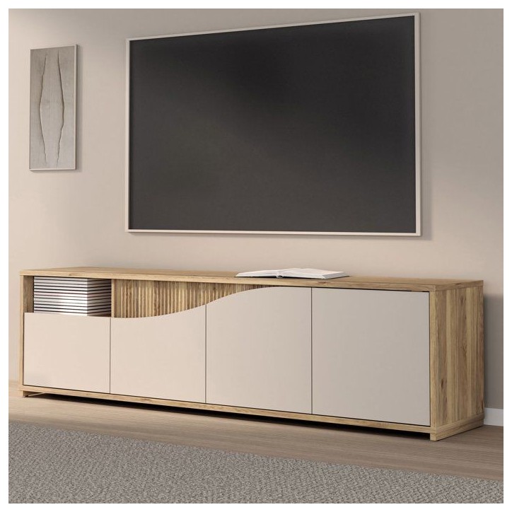 Meuble TV - PoeM - Sable - 203,9 x 42 x 55,8 cm