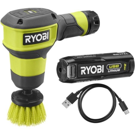 RYOBI Brosse de nettoyage 4V USB Lithium multisurfaces - batterie 2Ah