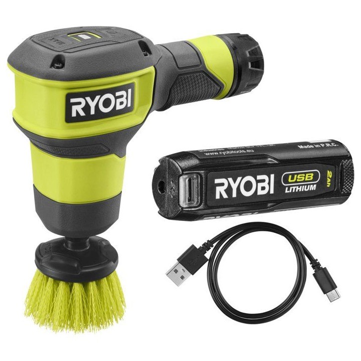 RYOBI Brosse de nettoyage 4V USB Lithium multisurfaces - batterie 2Ah + chargeur - RSCR4-120G