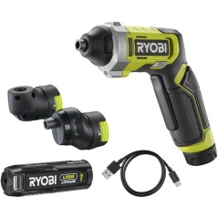 RYOBI Tournevis 4V USB Lithium angles et tiroirs - batterie 2Ah + char