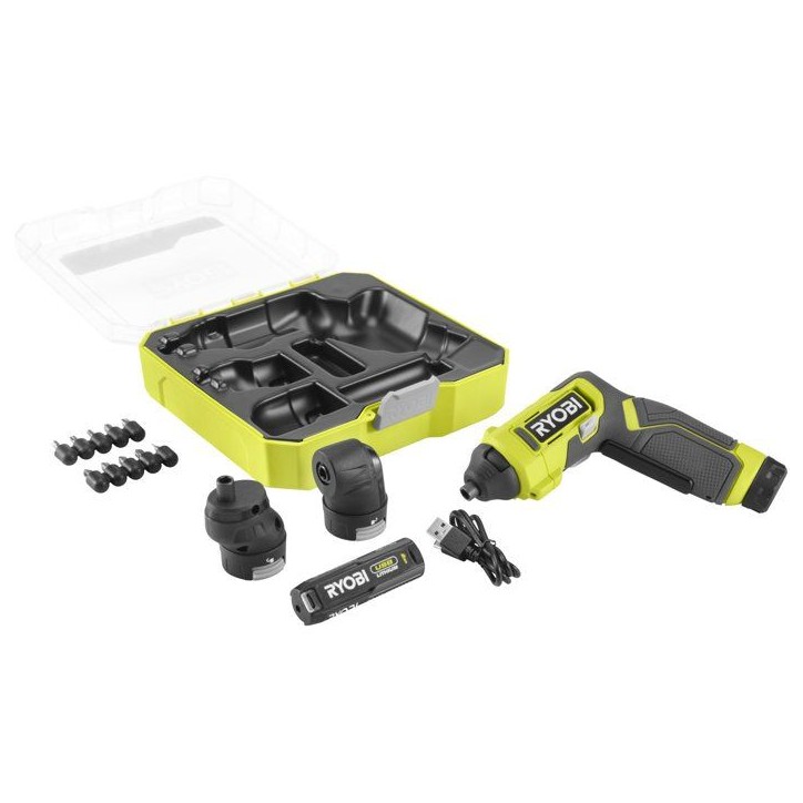RYOBI Tournevis 4V USB Lithium angles et tiroirs - batterie 2Ah + chargeur - RSD4-120TA2