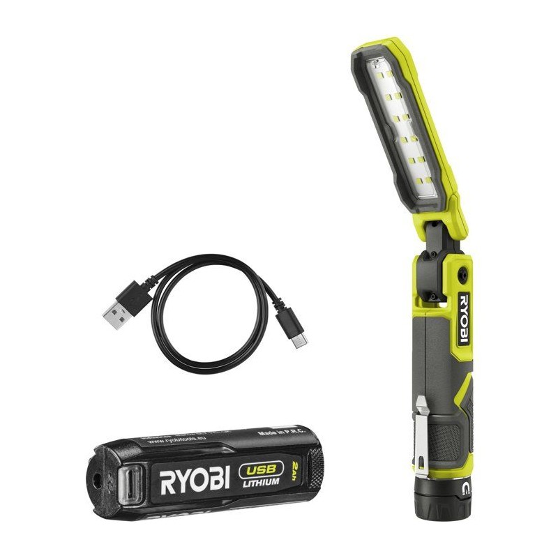 RYOBI Lampe de travail magnétique 4V USB Lithium 650 lumens - batteri