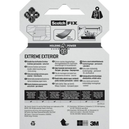 3M Ruban adhésif double face performance extreme - 1,5mx19mm