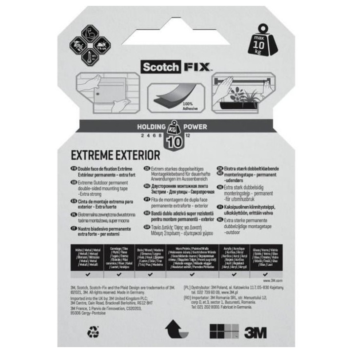 3M Ruban adhésif double face performance extreme - 1,5mx19mm