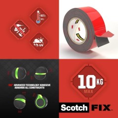 3M Ruban adhésif double face performance extreme - 1,5mx19mm