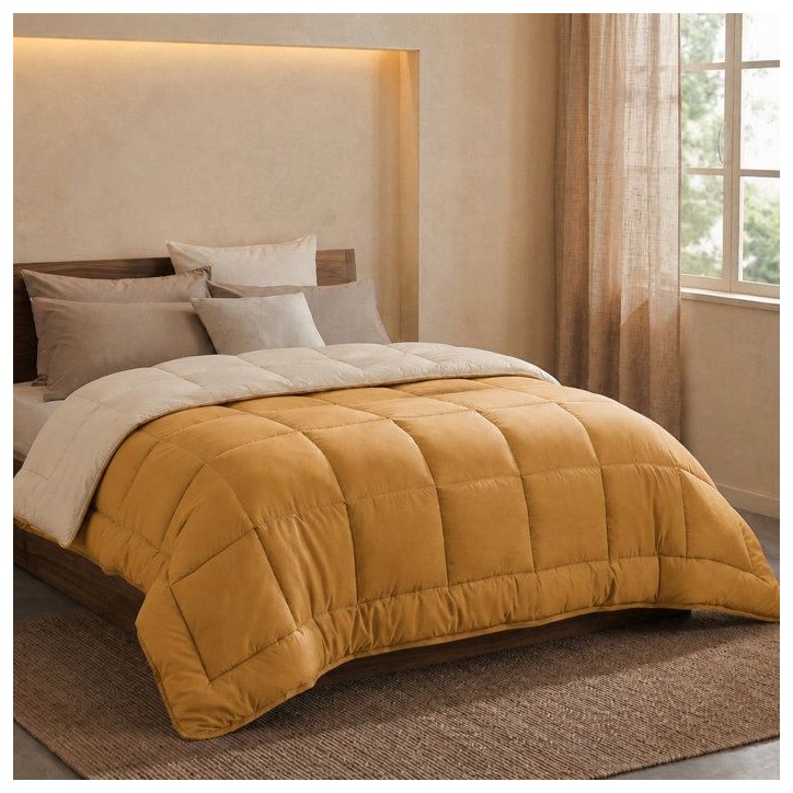 CALGARY - Couette Chaude Microfibre - 400gr/m² - Miel & Galet - 220 x 240 cm CALGARY - Couette Chaude Microfibre - 400gr/m² - Miel & Galet - 220 x 240 cm