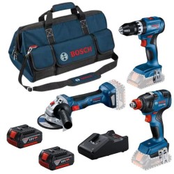 Pack 3 Outils 18V GSB/GDX/GWS -BOSCH - avec 2 batteries 5.5AH - charge