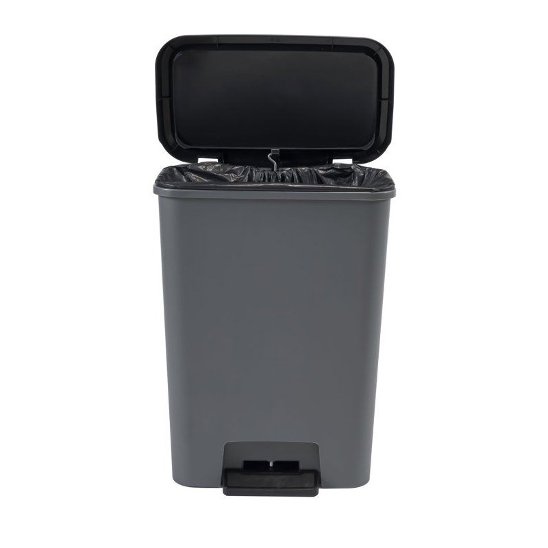 Poubelle a pédale - CURVER - COMPATTA - 50 L - Gris anthracite - Poly