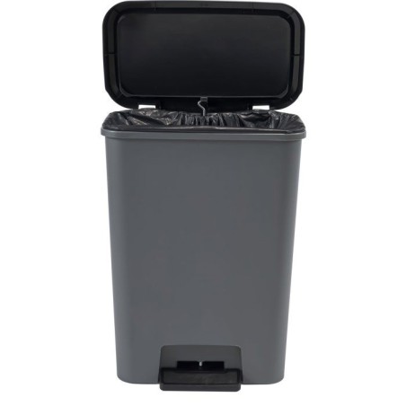 Poubelle a pédale - CURVER - COMPATTA - 50 L - Gris anthracite - Poly