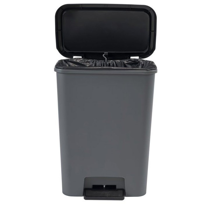 Poubelle a pédale - CURVER - COMPATTA - 50 L - Gris anthracite - Polypropylene