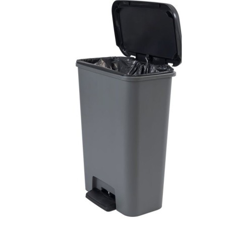 Poubelle a pédale - CURVER - COMPATTA - 50 L - Gris anthracite - Polypropylene
