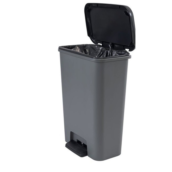 Poubelle a pédale - CURVER - COMPATTA - 50 L - Gris anthracite - Polypropylene
