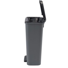 Poubelle a pédale - CURVER - COMPATTA - 50 L - Gris anthracite - Poly