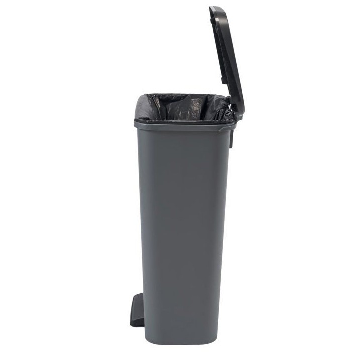 Poubelle a pédale - CURVER - COMPATTA - 50 L - Gris anthracite - Polypropylene