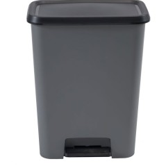 Poubelle a pédale - CURVER - COMPATTA - 50 L - Gris anthracite - Poly