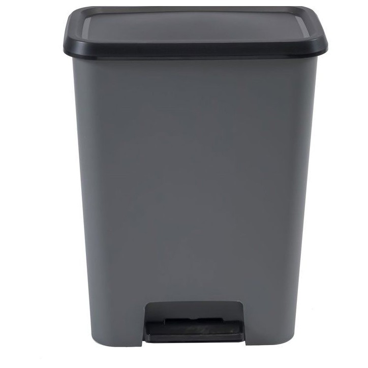 Poubelle a pédale - CURVER - COMPATTA - 50 L - Gris anthracite - Polypropylene