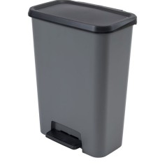 Poubelle a pédale - CURVER - COMPATTA - 50 L - Gris anthracite - Poly