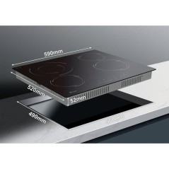 Table de cuisson vitrocéramique - TRIOMPH - 4 foyers - 6500 W - Sécurité renforcée