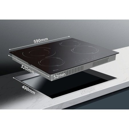 Table de cuisson vitrocéramique - TRIOMPH - 4 foyers - 6500 W - Sécurité renforcée