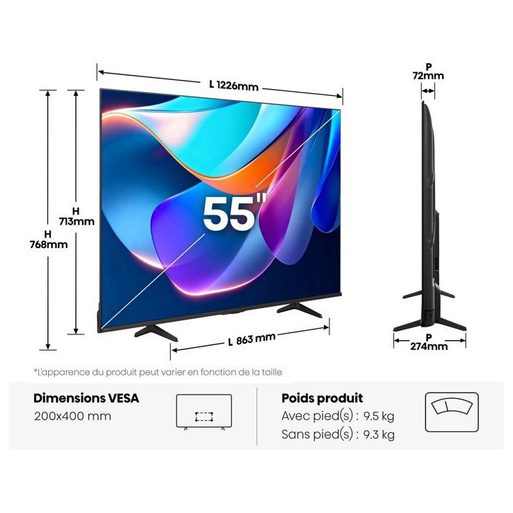 Hisense 55A6S - TV LED 55 (139 cm) - 4K UHD 3840x2160 - HDR10+ - Smart TV Vidaa - 3xHDMI 2.1 - WiFi Hisense 55A6S - TV LED 55 (139 cm) - 4K UHD 3840x2160 - HDR10+ - Smart TV Vidaa - 3xHDMI 2.1 - WiFi
