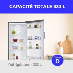 Réfrigérateur - CONTINENTAL EDISON - 1 porte - 333 L - Froid statique - Classe D - L 60 x P 59 x H 172,5 cm - Silver
