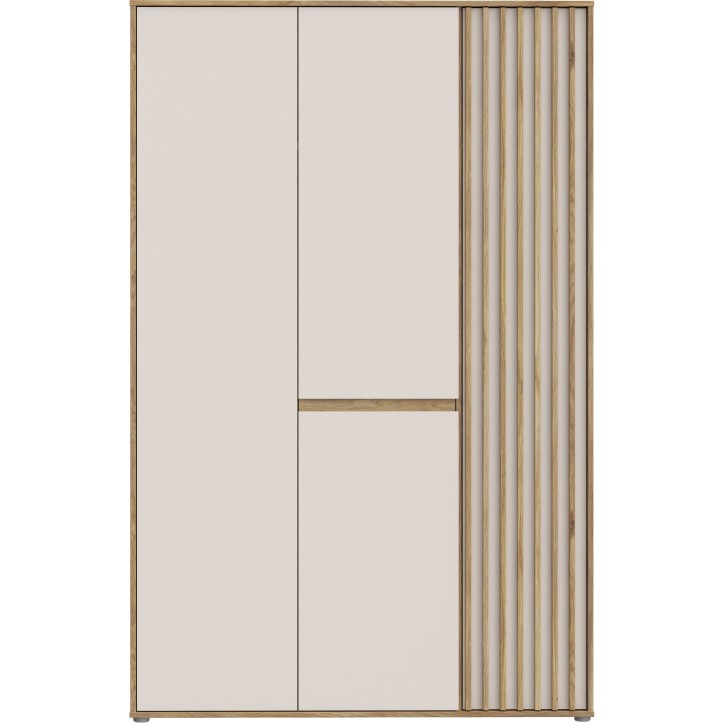 Armoire de chambre - ELLISTON - Décor Sable et Chene - 3 portes battantes - L128,7 x P54 x H200 cm Armoire de chambre - ELLISTON - Décor Sable et Chene - 3 portes battantes - L128,7 x P54 x H200 cm