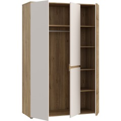Armoire de chambre - ELLISTON - Décor Sable et Chene - 3 portes batta