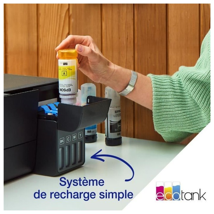 Imprimante multifonction - Epson - EcoTank ET-2862 - Wi-Fi - Réservoirs d'encre - Jusqu'a 3 ans d'encre incluse Imprimante multifonction - Epson - EcoTank ET-2862 - Wi-Fi - Réservoirs d'encre - Jusqu'a 3 ans d'encre incluse