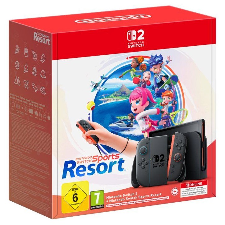 Console Nintendo Switch 2 • Bleu Clair & Rouge Clair + Nintendo Switch Sports Resorts (Code) + 3 mois d'abonnement NSO (Code) Console Nintendo Switch 2 • Bleu Clair & Rouge Clair + Nintendo Switch Sports Resorts (Code) + 3 mois d'abonnement NSO (Code)