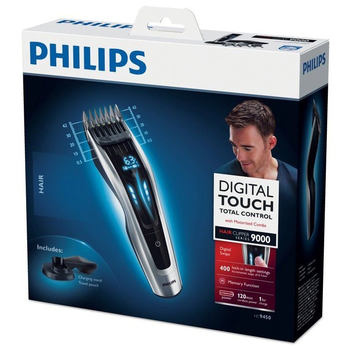 Tondeuse cheveux - PHILIPS - HC9450/20 - 400 hauteurs de coupe - étanche - 120 min autonomie Tondeuse cheveux - PHILIPS - HC9450/20 - 400 hauteurs de coupe - étanche - 120 min autonomie