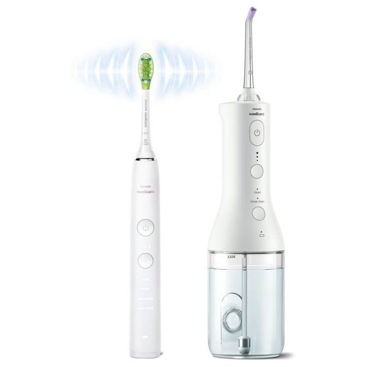 Brosse a dents électrique et jet dentaire - PHILIPS - HX3886/41 - DiamondClean 9000 - Power Flosser - blanc