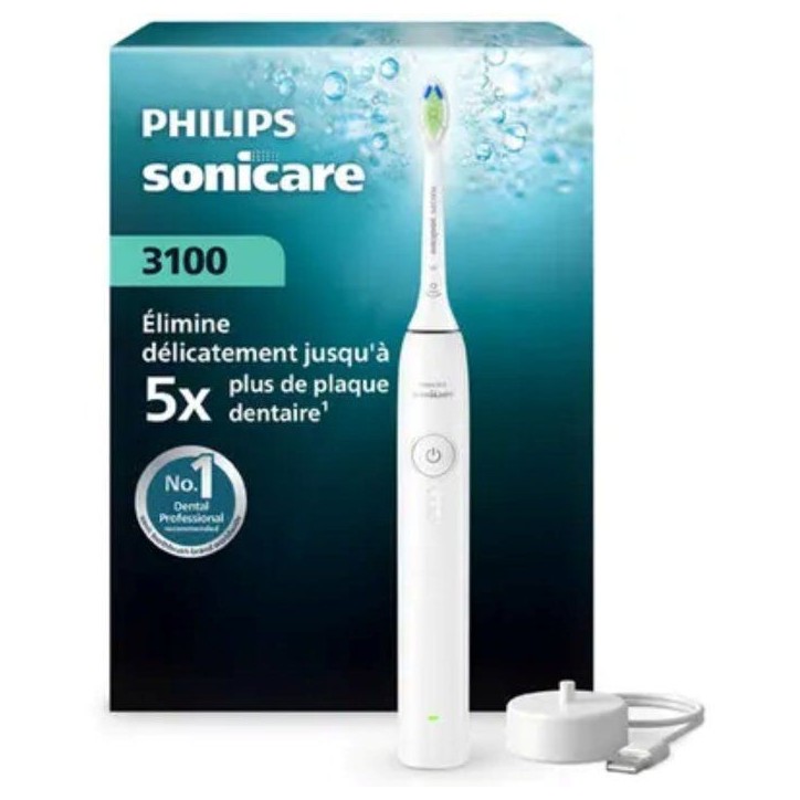 Brosse a dents électrique sonique - PHILIPS - HX4031/21 - blanche - rechargeable - 3 intensités Brosse a dents électrique sonique - PHILIPS - HX4031/21 - blanche - rechargeable - 3 intensités