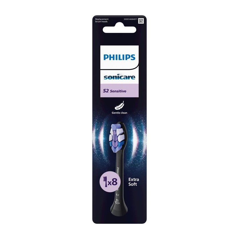 Tetes de brosse a dents - PHILIPS - HX6058/88 - S2 - lot de 8 - noires