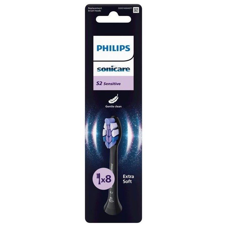 Tetes de brosse a dents - PHILIPS - HX6058/88 - S2 - lot de 8 - noires Tetes de brosse a dents - PHILIPS - HX6058/88 - S2 - lot de 8 - noires