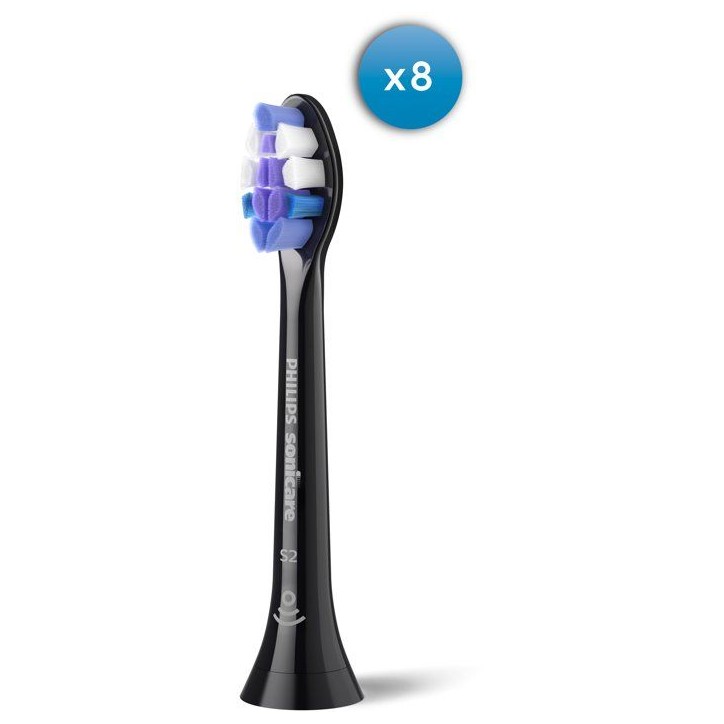 Tetes de brosse a dents - PHILIPS - HX6058/88 - S2 - lot de 8 - noires Tetes de brosse a dents - PHILIPS - HX6058/88 - S2 - lot de 8 - noires