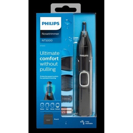 Tondeuse nez et oreilles - PHILIPS - NT5650/16 - étanche - sabots sourcils - pile incluse